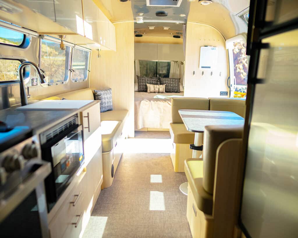 Inside airstream rental at Royal Gorge Vacation Rentals