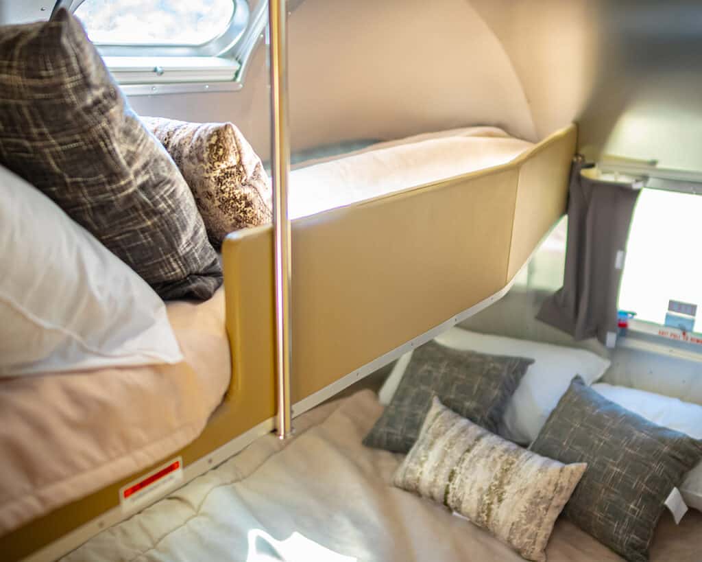 Inside the airstream rental at Royal Gorge Vacation Rentals
