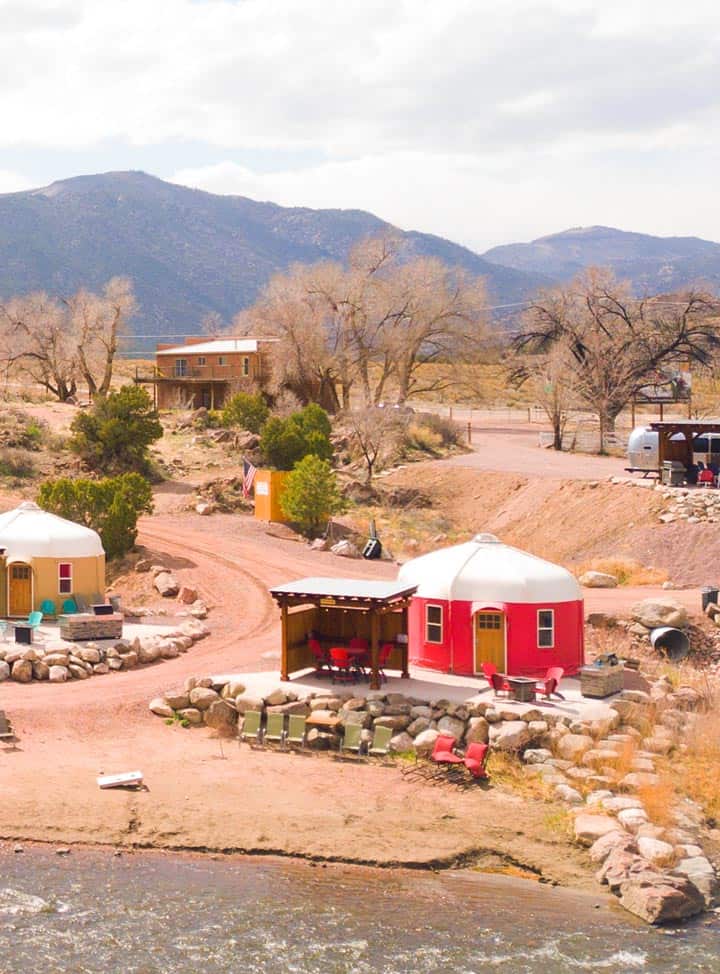The Royal Gorge Yurts along the river