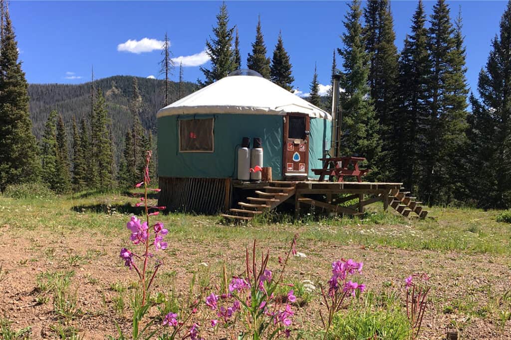 Backcountry yurt in the Colorado high alpine near Wolf Creek Pass